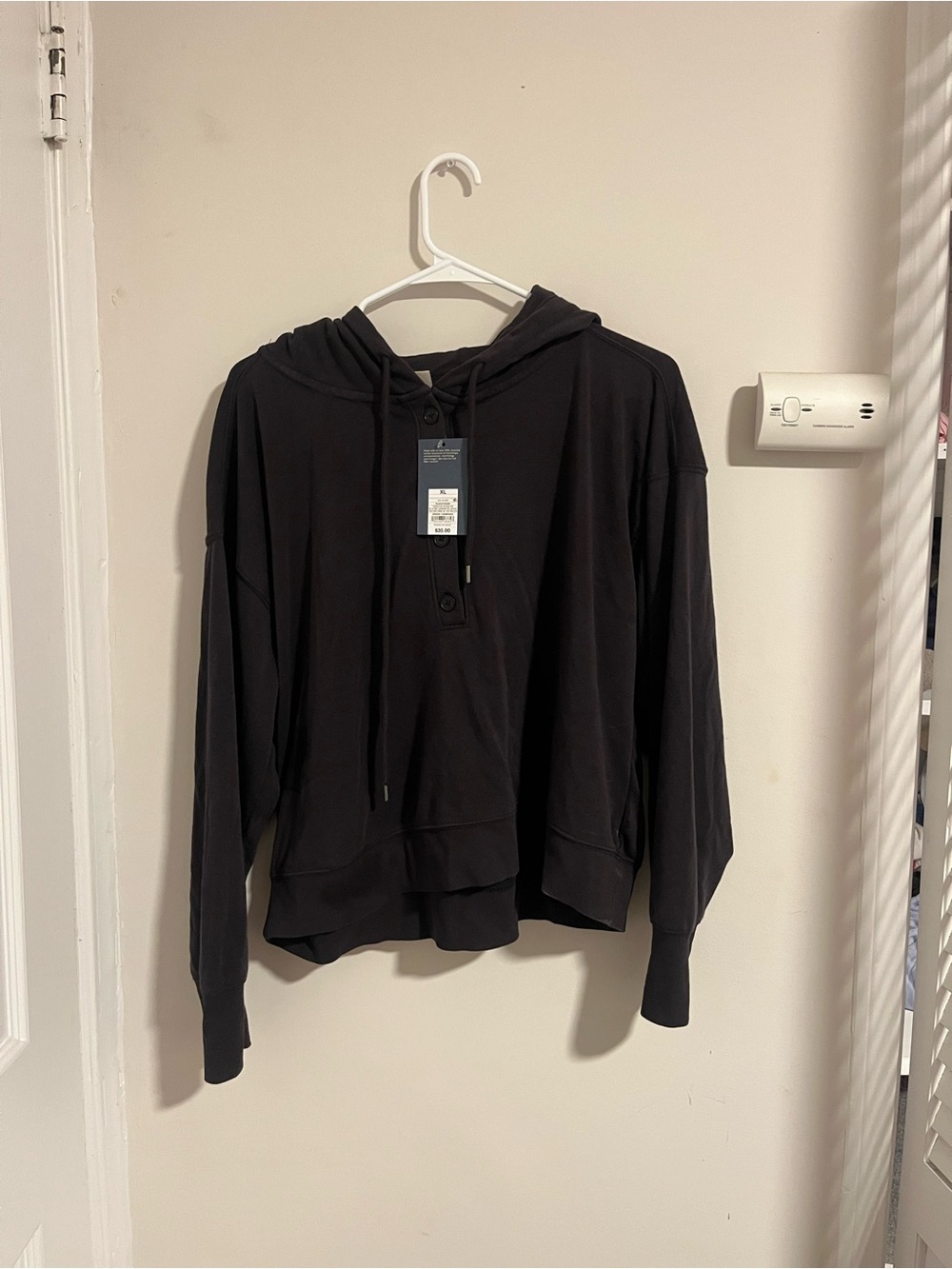 Target Black Hooded Pullover with Button Placket
